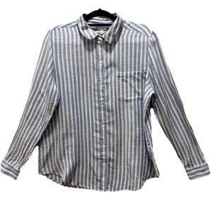 Lucky Brand Women’s Soft Cotton Blend  Blue and White Striped Longsleeve Shirt L